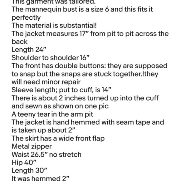 Vintage 1970’s 2 piece set with jacket and mock wrap skirt Fanya San Francisco - Picture 9 of 14